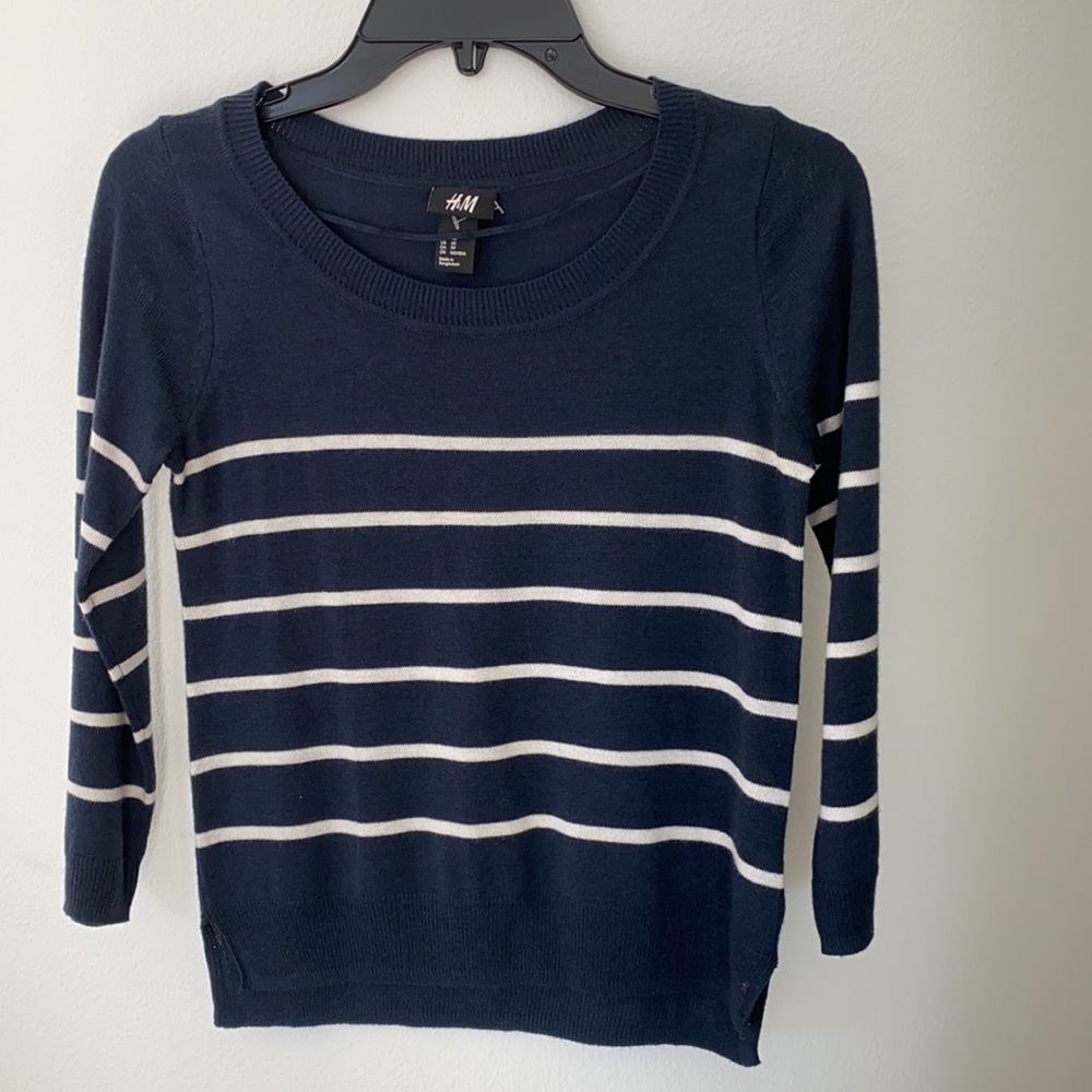 H&M nautical stripe crop sweater